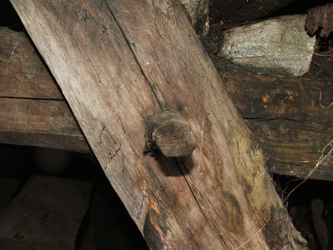 Detail of Highland pine cruck frame